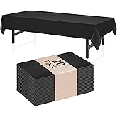 Xnluothsk 20 Pack Black Rectangle Plastic Tablecloth, 54"x 108" Disposable Table Cloth Party Table Cover, Plastic Table Cloth for Birthday Wedding Party