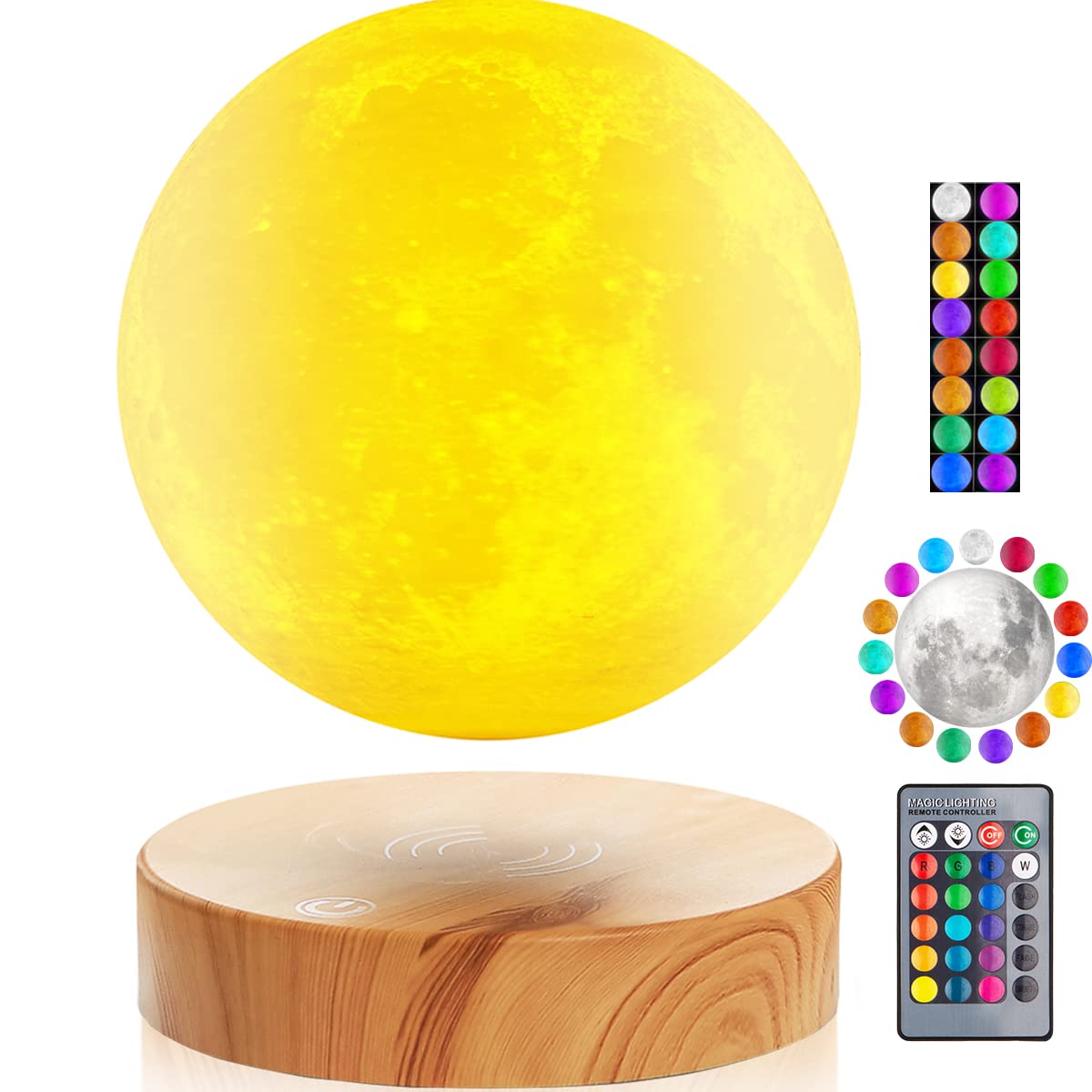 VGAzer Levitating Moon Lamp 5.9 Inch 16 Colors Moon Lamp 3D Moon LED Light with Remote Control for Unique Gifts,Room Decor, Night Light, Office Desk Toys
