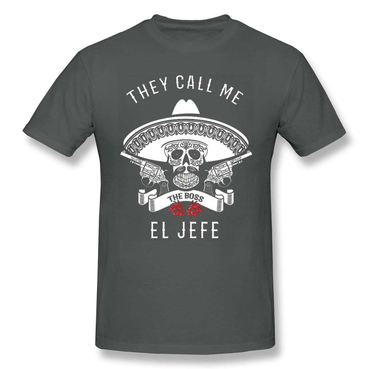Demaxiy Mens They Call Me El Jefe Shirt Boss Pure Cotton Deep Heather