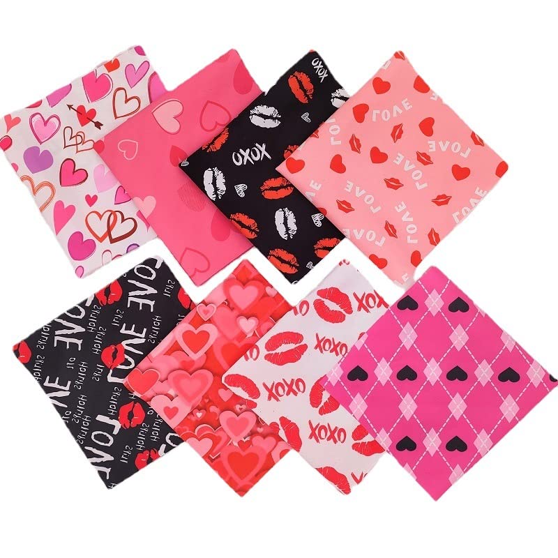 8 Pieces Pattern Patchwork Fabric 50 * 50cm DIY Floral Fabric Heart Shape Printed Cotton Patchwork Squares Cloths for Patchwork Sewing Quilting Crafting Scrapbooking