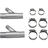 2 Pcs Cab Heater Y-Fitting 1 Inch to 5/8 Hose Clamp Heater Made from Aluminum Compatible with UTV CAN AM RZR SXS Polaris Yama