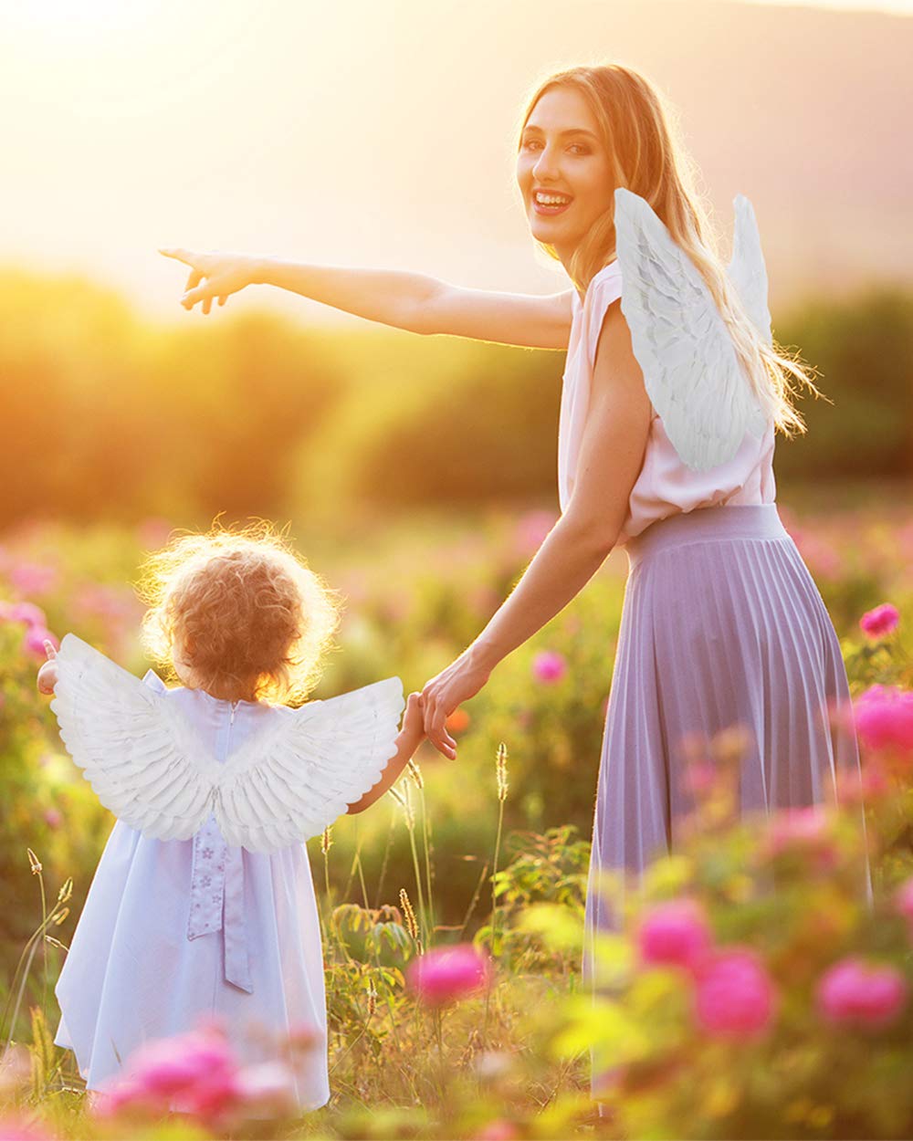 SzJias Angel Costume Wings for Girls Angel Costume Wings and Halo for Kids Halloween Christmas Eve