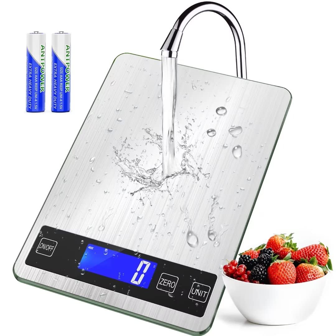 BACK KTCL''Cooking Master' 22lb Digital Kitchen Scale,Food Scale Measures in Grams and Ounces for Weight Cooking Baking,1g/0.1oz Precise Graduation,Stainless Steel and Tempered Glass