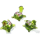 LiQunSweet 5 Pcs Lampwork Glass Loose Animal Tortoise Beads Spacer Green Turtle Beads for Earrings Jewelry Necklace Making DIY Craft