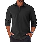 COOFANDY Mens Long Sleeve Button Down Shirts Casual Untucked Shirts for Men Dress Shirts Beach Wedding Shirts