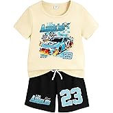 Kxuryueo Boys Summer Clothes Graphic Short-Sleeved T-Shirt & Shorts Set 2 Piece Toddler Kid Outfit Size 5-10