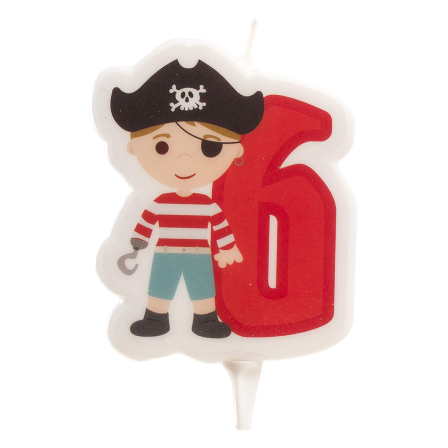 Dekora - Pirate 2D Birthday Candle for Children's Cakes - Number 6