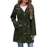 Mixxmix Womens Rain Jacket with Hood, Long Rain Coat for Women Waterproof Trench Coat Lined Windbreaker Fall Jacket