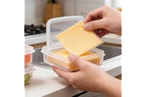 Sliced Cheese Container for Fridge, Clear Butter Block Slice Storage Box with Flip Lid for Refrigerator Food Vegetable