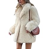 Wyeysyt Womens Faux Fur Coat Fluffy Lapel Furry Jacket Long Sleeve Shaggy Long Coat Winter Warm Coats Outerwear