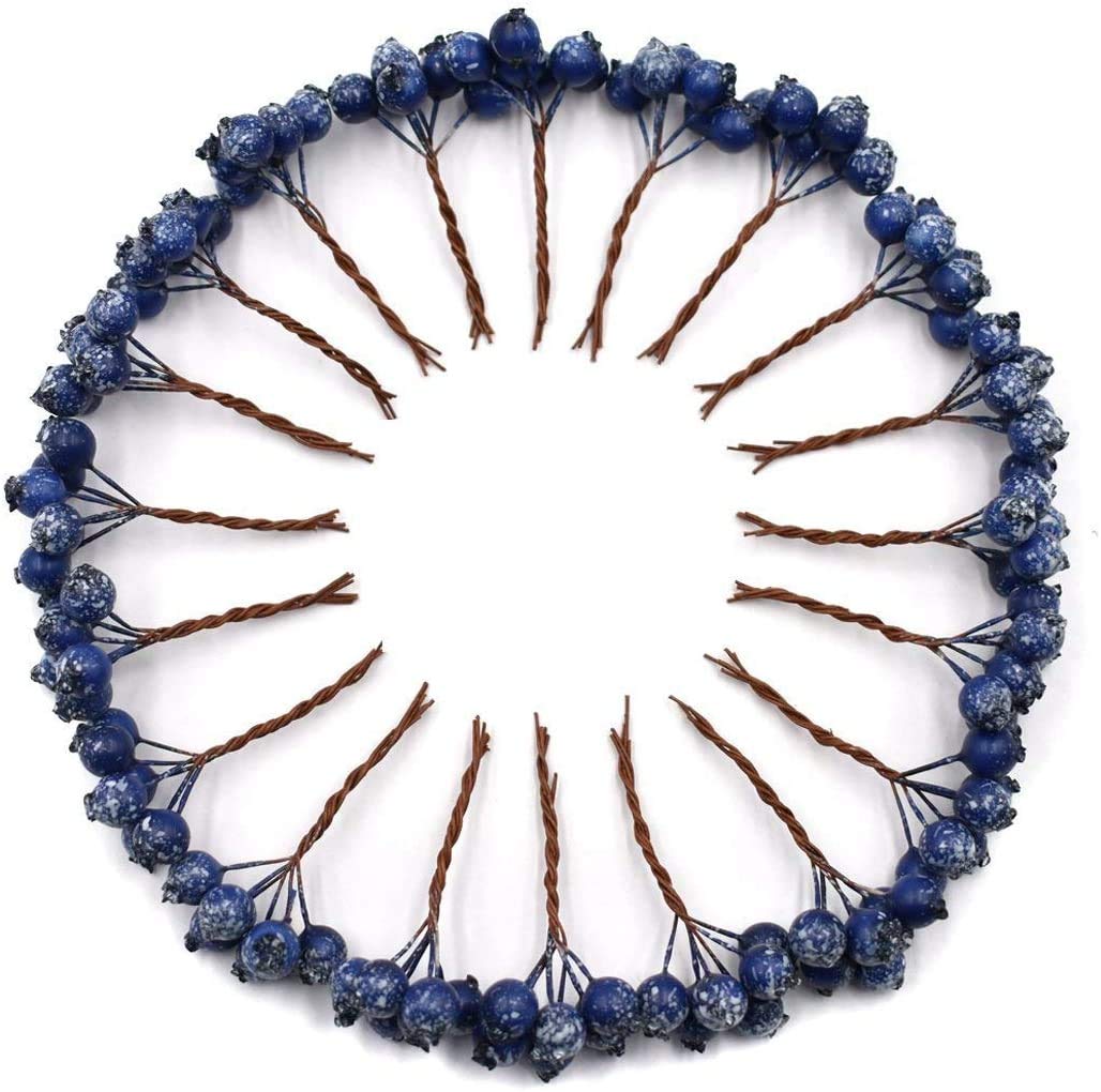 Yeelua 20 Packs Artificial Berries Blueberry Fruit, Artificial Silk BerriesFor decoration, Parties, Wedding, Home Decor Flower Arrangement, Coffe Shop Decoration (Blue)