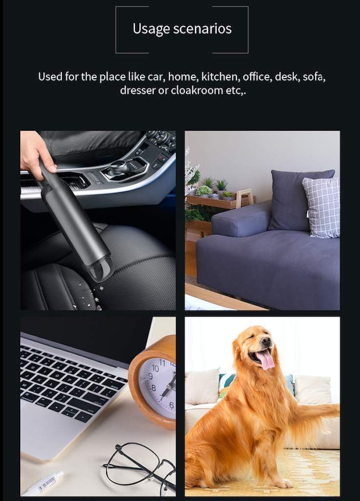 Mini Vacuum Cleaner Portable Cordless Handheld Vacuum Cleaner Car Vacuum Cleaner 5200PA Powerful Suction Rechargeable for Home and Car Cleaning-Grey -