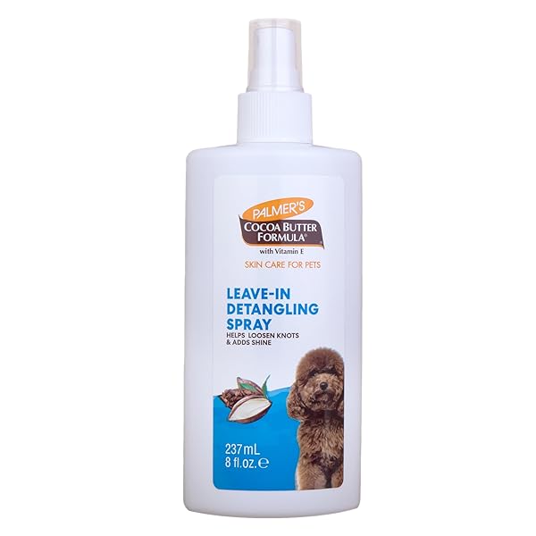 PALMER’S FOR PETS DETANGLING & CONDITIONING SPRAY WITH COCOA BUTTER 8 FL OZ; LEAVE-IN DOG CONDITIONER WITH VITAMIN E AND COCOA BUTTER, DE-MATTING SPRAY FOR DOGS