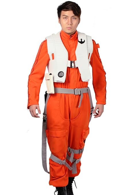 Cosplay Kostüm Orange Overall Vest Zahnspange Pilot Outfit X-Wing Kämpfer Verrückte Kleidung für Erwachsene Halloween