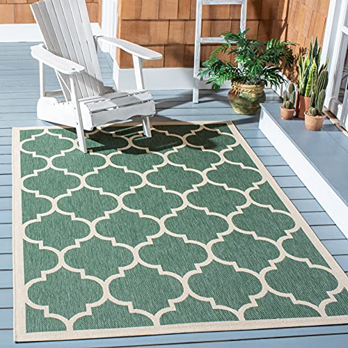 SAFAVIEH Washable Rug Outdoor Courtyard Collection - 6'7" Square, Dark Green &…