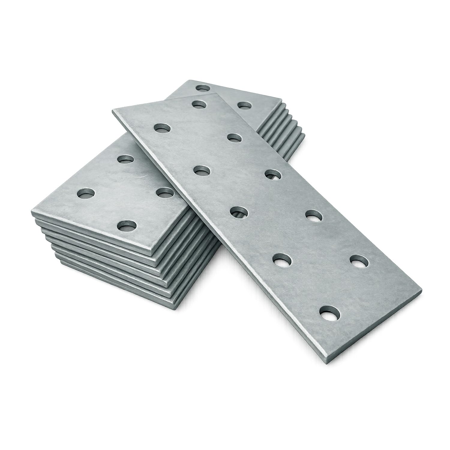 OMIDEAS 10 x Flat Joining Plates (100 x 40 x 2) Connecting Perforated Metal Brace Bracket Timber Wood Fixing Galvanised Steel Repair Connector