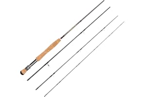 BIGCHUB Fly Fishing Rod, Carbon Fiber, 8ft, 3/4wt to 5/6wt, 4 Piece Sections, Lightweight, Medium-Fast Action, Cork Grip, Hard Chromed Guides, Freshwater Bass Trout Fishing