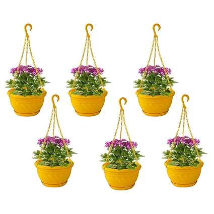 TrustBasketPlastic Hanging Basket Yellow (Set of 6) Plants are not Included