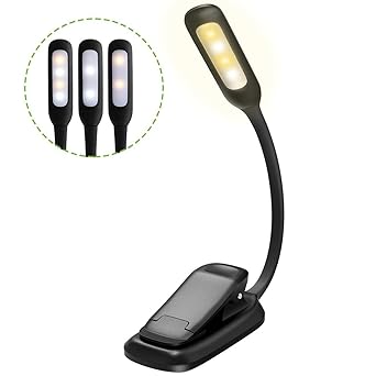 Leselampe Buch, Holife Buchlampe Klemme mit 4 LEDs 3 Helligkeit Leseleuchte Faltbar 360° USB Wiederaufladbar LED deckenfluter