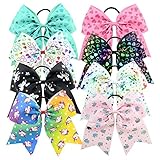 YHXX YLEN 8 Pcs 8 inch Large Colorful Bow Hairpin Girls Bows with Rope Hair Bows