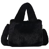 Extolove Fluffy Tote Bag Mini Faux Fur Purses for Women Winter Fuzzy Tote Soft Furry Crossbody Handbag Plush Bags