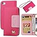 iPhone 4S Case,iPhone 4 Case,by HiLDA,Wallet Case,PU Leather Case,Credit Card Holder,Flip Cover Case[Rose]