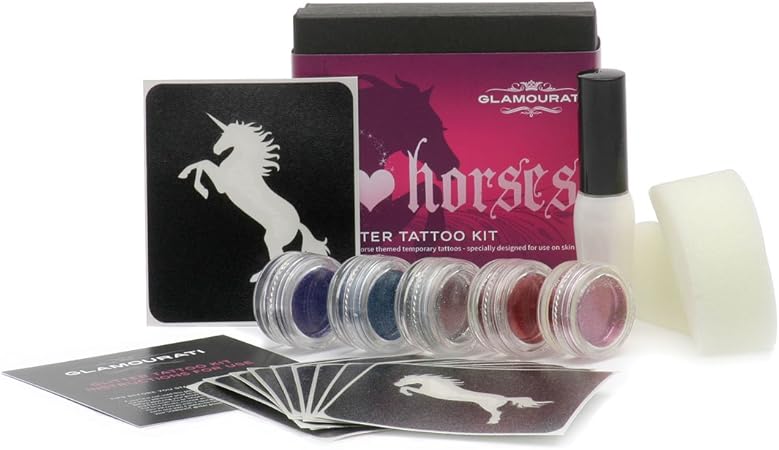 Glamourati &lsquo;I love Horses&rsquo; Glitzer Tattoo Kit für Pferdeliebhaber - 10
