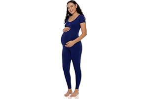 POSHDIVAH Women's Maternity Jumpsuit Romper Pregnancy Short Sleeve T Shirts Bodycon Bodysuit Shapewear