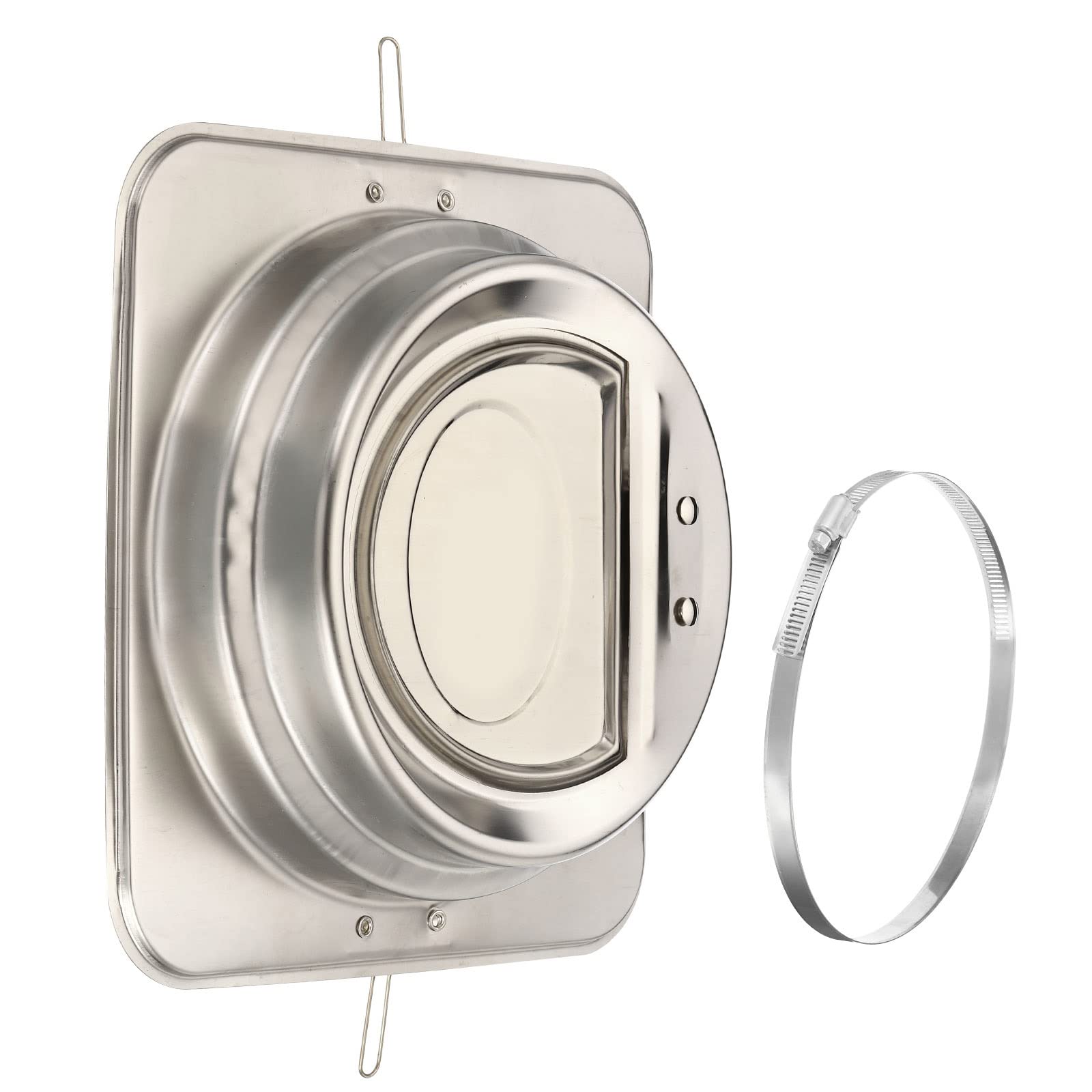 PATIKIL 7" to 6" Backdraft Damper with Ducting Hose Clamp, 1 Set Stainless Steel Flexible Airflow Insert Backflow Preventer Draft Blocker for Kitchen Bathroom