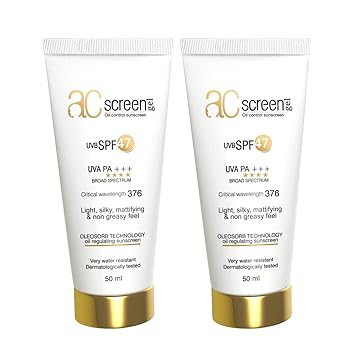 Acscreen Sunscreen For Oily And Acne Skin Pack of 2 (UVB SPF 47) UVA PA +++