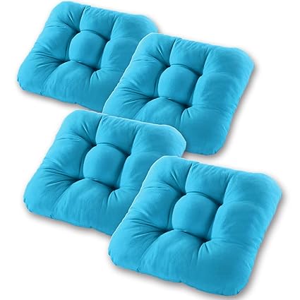 Gräfenstayn® 4er-Set Sitzkissen 40x40x8cm aus 100% Baumwolle (Bezug) mit Öko-Tex Siegel in vielen Farben, für Indoor und Outd