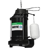 WAYNE CDU790 1/3 HP Submersible Water Pump, Heavy Duty Basement Sump Pump | Sump pump with float switch; automatic operation helps keeps your basement dry during rain and heavy flow