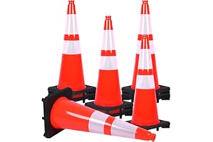 BASRSTRAL Traffic Safety Cone 28 Inches, with Reflex Collars of Parking Lots, Lane Road Traffic Control Construction Driving Safety Cone 8 Pack