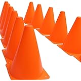 7 Inch Plastic Traffic Cones - 12 Pack of 7&rdquo; Multipurpose Construction Theme Party Sports Activity Cones for Kids Outdoor and Indoor Gaming and Festive Events