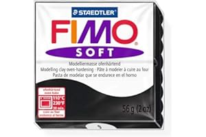 Staedtler Fimo Soft Black (9) Oven Bake Modelling Clay Moulding Polymer Block Colour 56g (1 Pack)