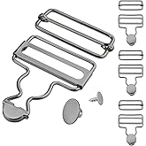 DALQUIS Metal Overall Clip Buckles Replacement, Metal Suspender Buckles with Adjustable Slide Buckle and Buttons