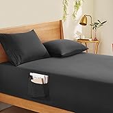 Horbaunal Extra Deep Pocket King Fitted Sheet Only - Fits Up to 24 Inch Mattress - Luxury 1800 Thread Count - Microfiber Dark Grey Fitted Bed Sheet King Size