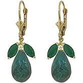 Galaxy Gold GG 14k Solid Gold Leverback Earrings with Natural Emeralds