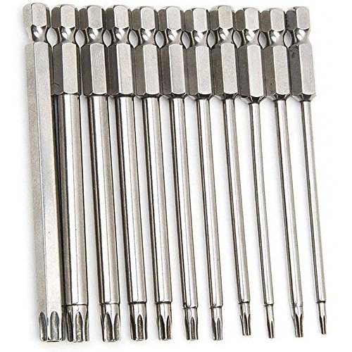 Torx Screwdriver Bit,CSDYNG 11 Pieces 1/4 Inch Hex Shank T6-T40 S2 Steel Torx Security Head Drill 3 Inch Length Power Tools