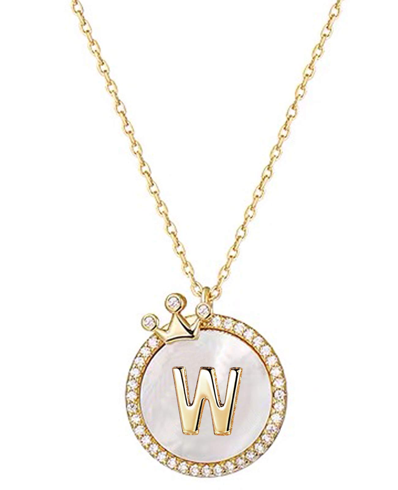 YOUFENG Jewellery Gold Initial Letter Necklace for Woman Girl 14K Gold Plated Dainty Crown Necklace Personalized Capital Necklaces Gifts for Women
