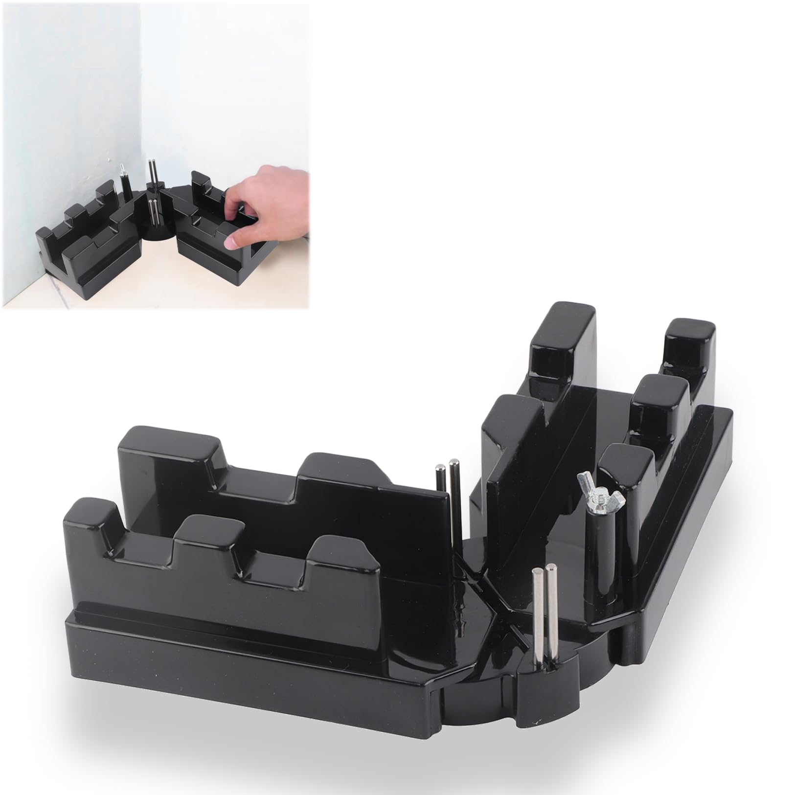 Precision Miter Angles Cutting Tool Bevel and mitre Box Saw Protractor Sawing Mitre 2 in 1 ABS Black High Accuracy Measuring Template Instrument for Home Mitre Accessoires Pour scie d'encadreur