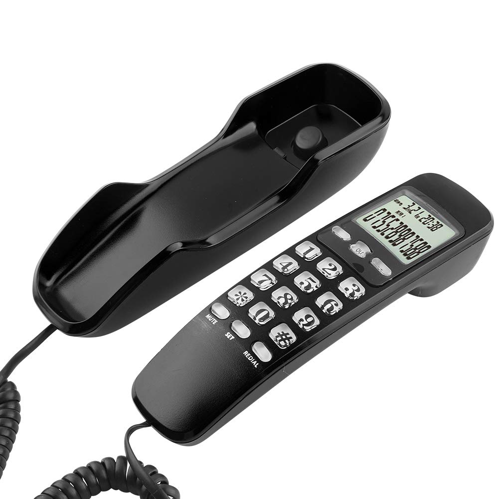 Erasing Function LCD Displa Telephone,Phone,Landline Phone,Home Telephone,Wir Mini Wired Telephone, Wall Telephone for Home Office(black)