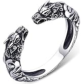 HLMIN Viking Dragon Ring for Men Women, Vintage Adjustable Dragon Animal Statement Ring, Personalized Open Carving Animal Punk Ring Christmas Birthday Jewelry Gift for Men Husband Women