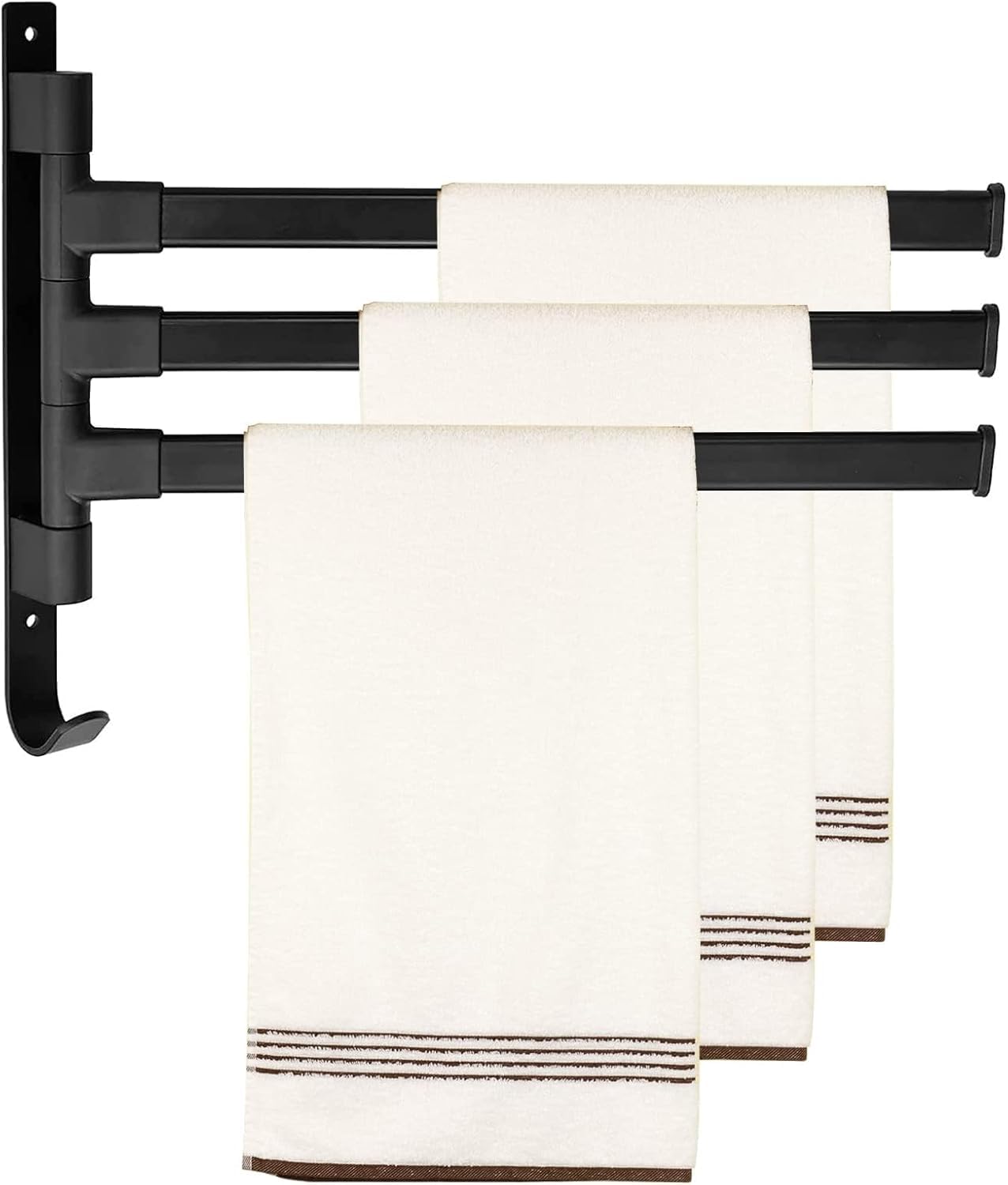 180° Swivel Towel Rail, Aluminum Alloy Towel Rail Swivel Wall Mounted, Tea Towel Holder for Kitchen, Self-adhesive Kitchen Towel Rails Swing Towel Holder for Kitchen, Bathroom, Toilet (3 Bars)