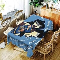 AGONIU Water Resistant Table Cloth,Funny Cartoon Jewish Man Dancing with Torah Vector Illustration,High-end Durable Creative Home,W50x80L