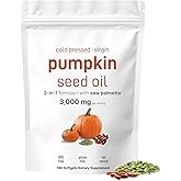 Pumpkin Seed Oil with Saw Palmetto- 3000mg - 180 Softgels -Cold Pressed - Pure Virgin Oil - Essential Fatty Acids & Phytosterols - Supports Hair - Urinary - Bladder & Prostate Health - Non-GMO