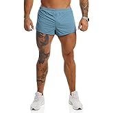 Ouber Men's Running Shorts with Liner 2'' Workout Shorts Bodybuilding Side Split Mesh Gym Shorts
