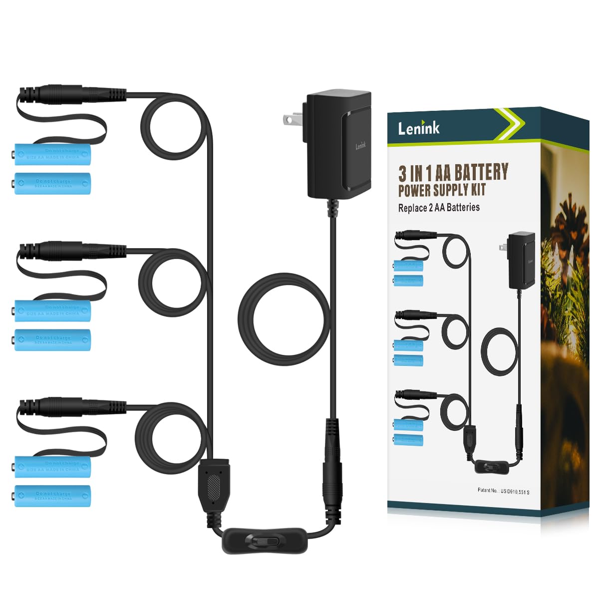 Lenink 1 to 3 AC Power Supply Adapter Kit with On/Off Switch, Battery ...