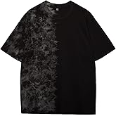 Mens Oversized Casual T-Shirts Summer Cotton Short Sleeve Tee Tie Dye Crew Neck Tops Hipster Print Shirts