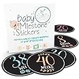 ZIGPAC-ZIGE Weekly Pregnancy Stickers for Baby Belly Bump - Week Milestone Sticker for Mom - Baby Milestone Stickers - Newborn Boy Stickers - Newborn Milestone Stickers (20 Count), Black